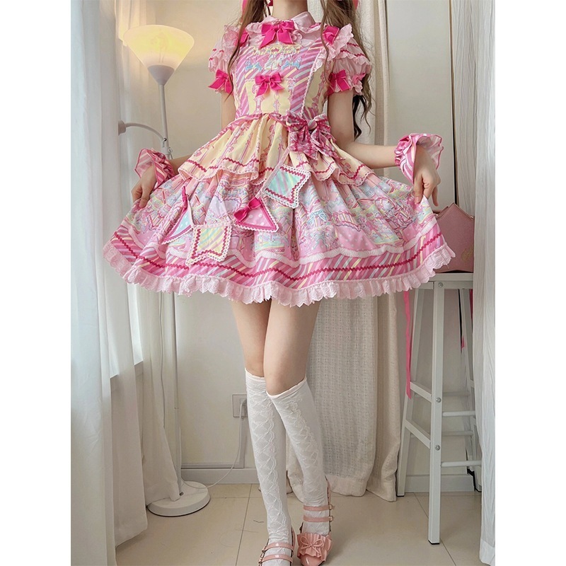スイートキャンディ遊園地jskスイートロリータサスペンダースカートドレススーツソフトガールドレス
