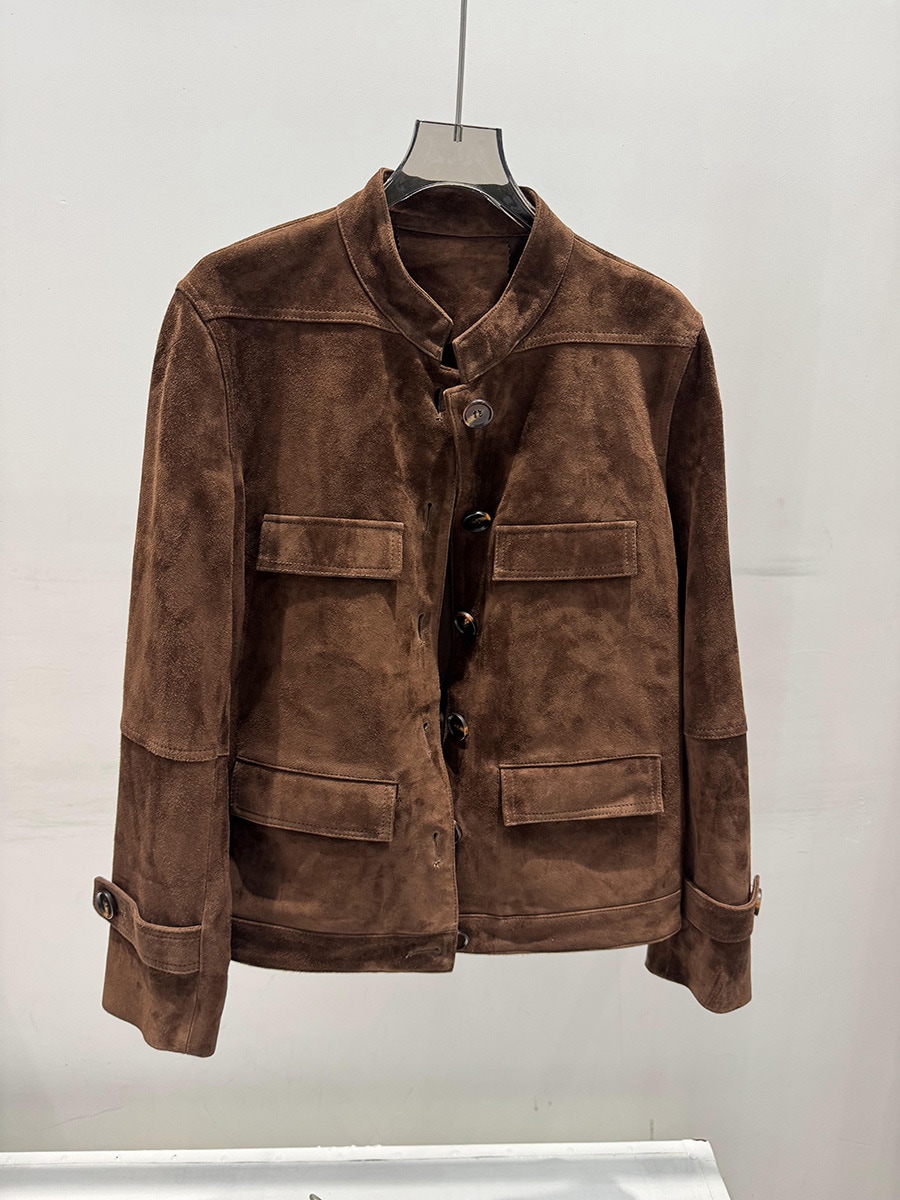 vog-秋冬新作 ヤギスエード本革 ヴィンテージ 高品質 ショートレザージャケット レディース