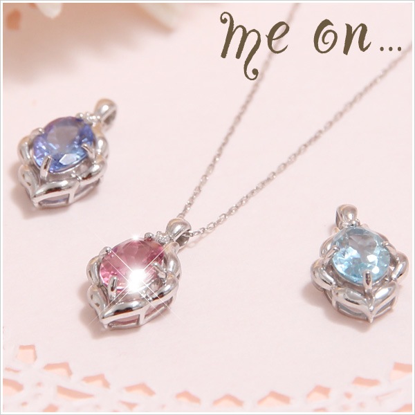 me on... K10ホワイトゴールド オーバルブリリアントカットの大粒の天然石ネックレス 発送目安：２３週間