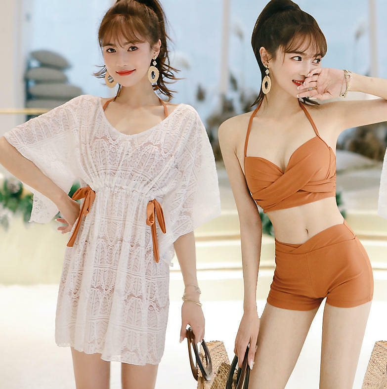 韓国 ファッション 水着 ビキニ レディース 3点セット 大きいサイズ ハイウエスト ツイスト パン