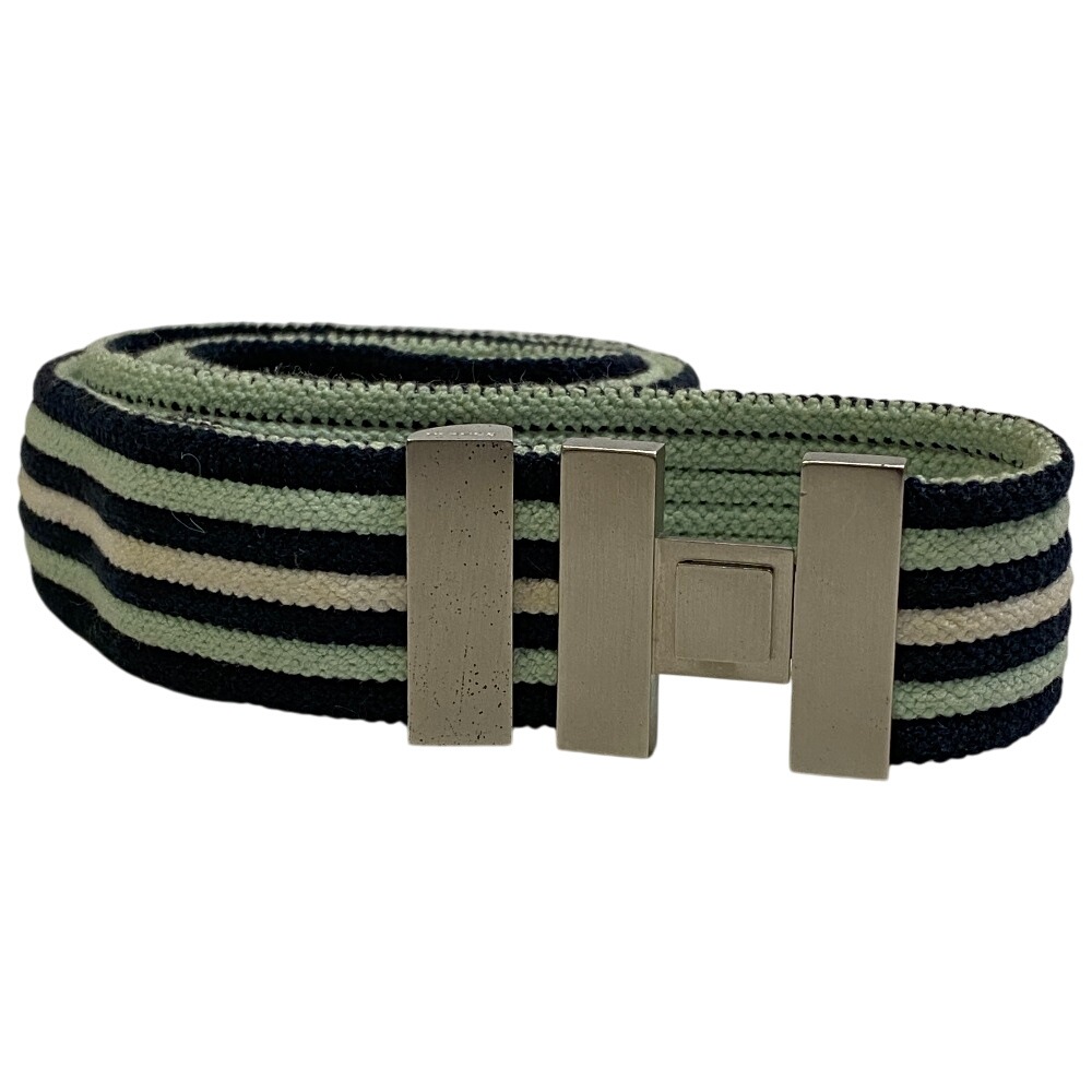 H金具 ボーダー ゴム キャンバス ショルダーストラップ グリーン ブランド