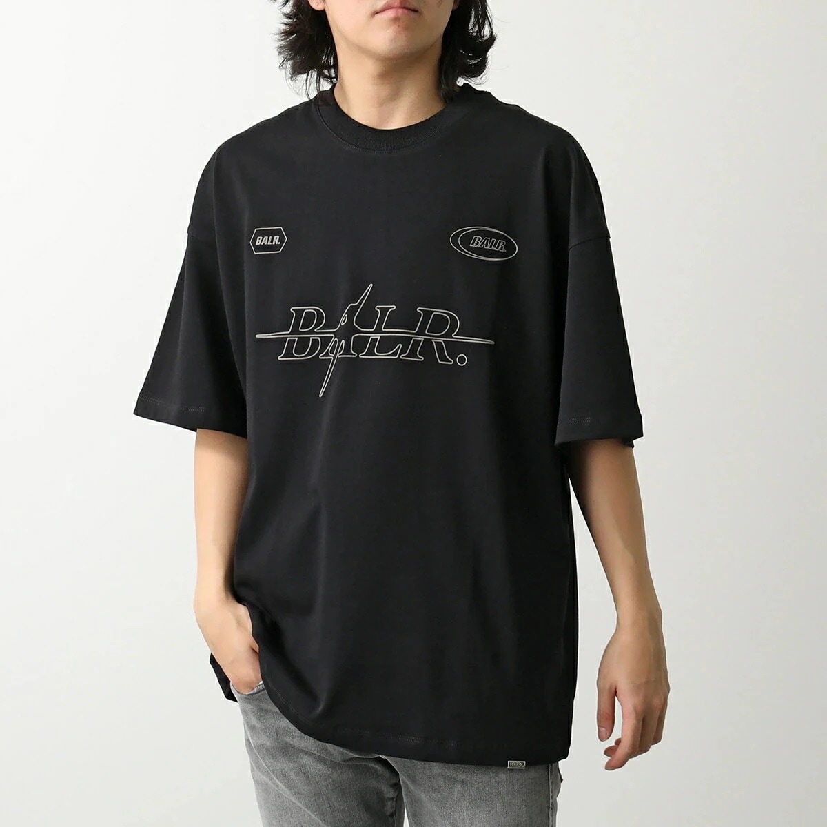 BALR. ボーラー Tシャツ Ping Box T-Shirt B1112.1299 メンズ 半袖 カットソー ロゴT クルーネック コットン Jet-Black