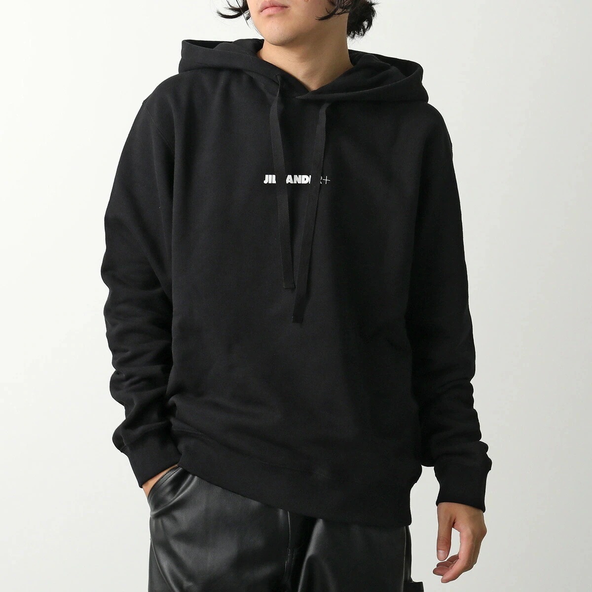 JIL SANDER+ ジルサンダー プラス パーカー J47GU0129 J20039 メンズ 長袖 スウェット プルオーバー フーディ コットン ロゴ 001/BLACK