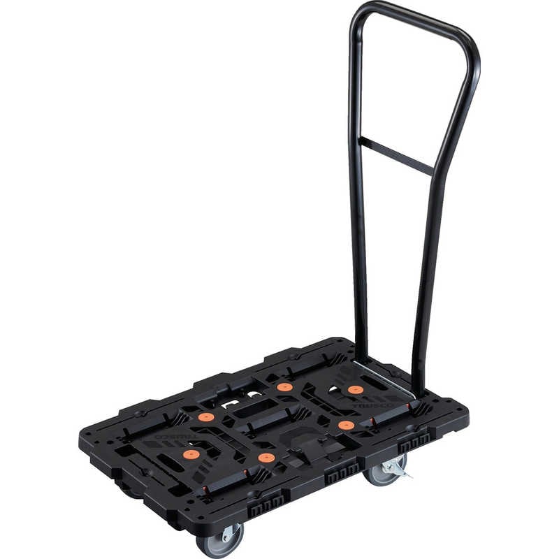 トラスコ中山　TRUSCO連結式樹脂製平台車ビートル700X450自在5輪内2輪ストッパー付脱着式ハンドル付 　BT700J5S2HE100