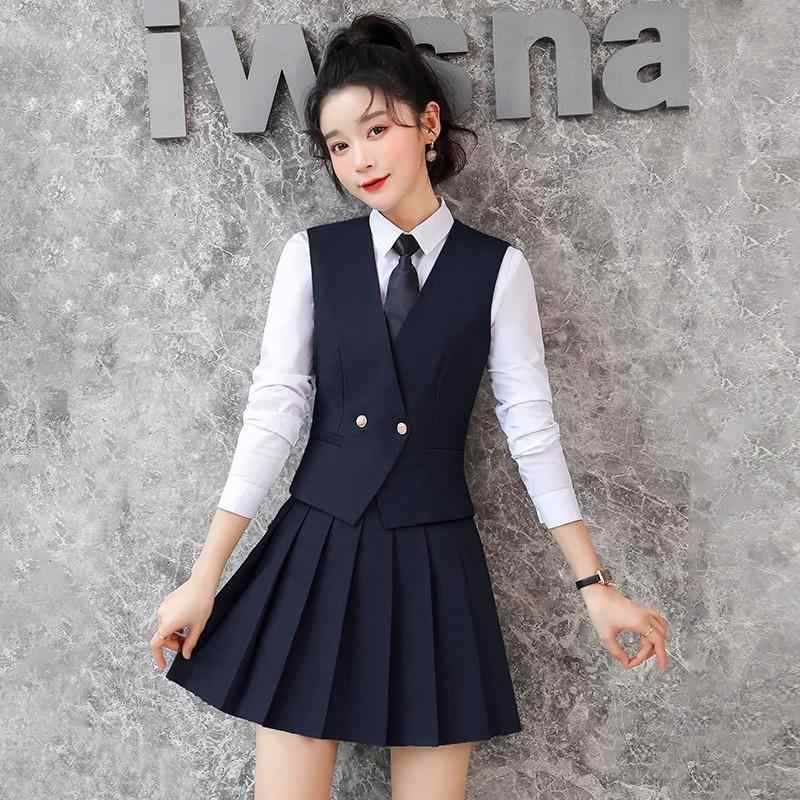 スーツベスト レディース オフィス ビジネス 通勤 制服 セットアップ グレー 英国風 学院スタイル エレガント 上品 ポリエステル混紡 JK制服