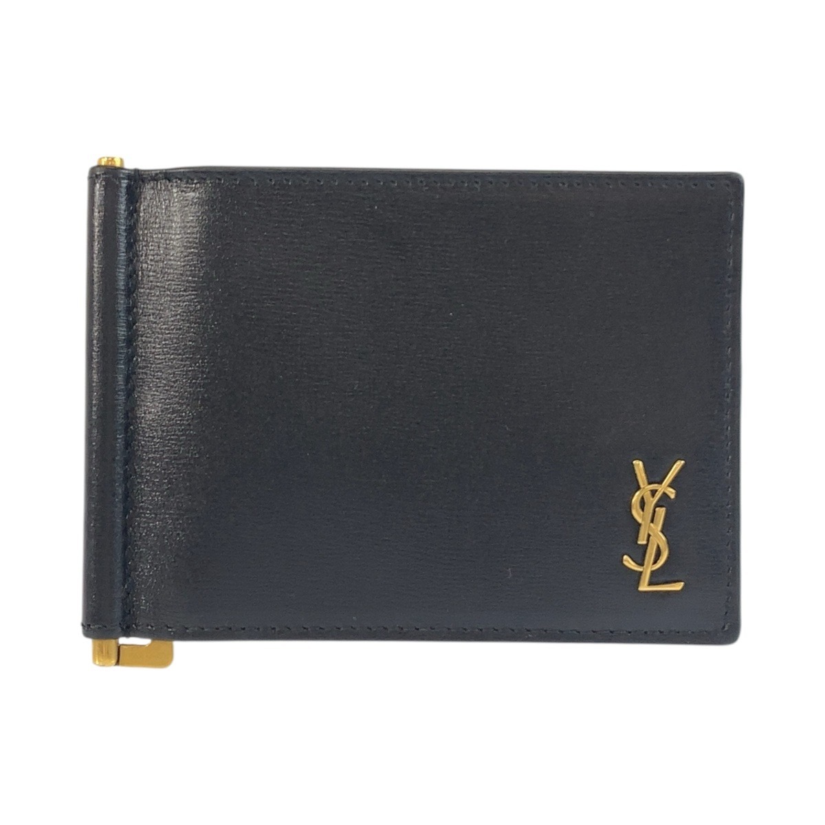 超美品 タイニーカサンドラ YSL ビルクリップウォレット ブラック 黒 ゴールド金具 レザー ALM607738 折財布 カードケース マネークリップ メンズ 504599 31,720円