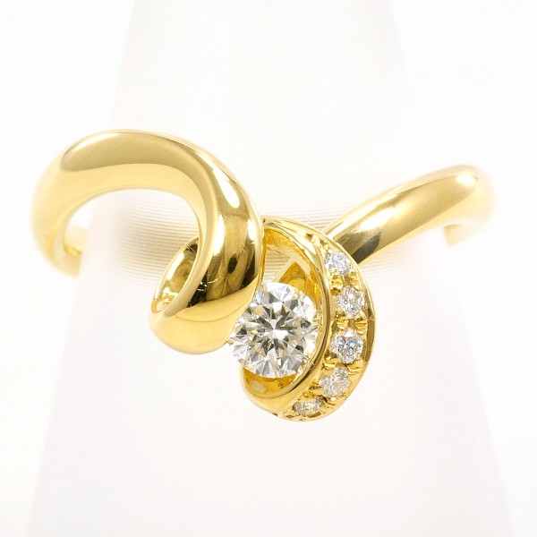 K18 18金 YG リング 指輪 11号 ダイヤ 0.25 カード鑑別書 ジュエリー 中古