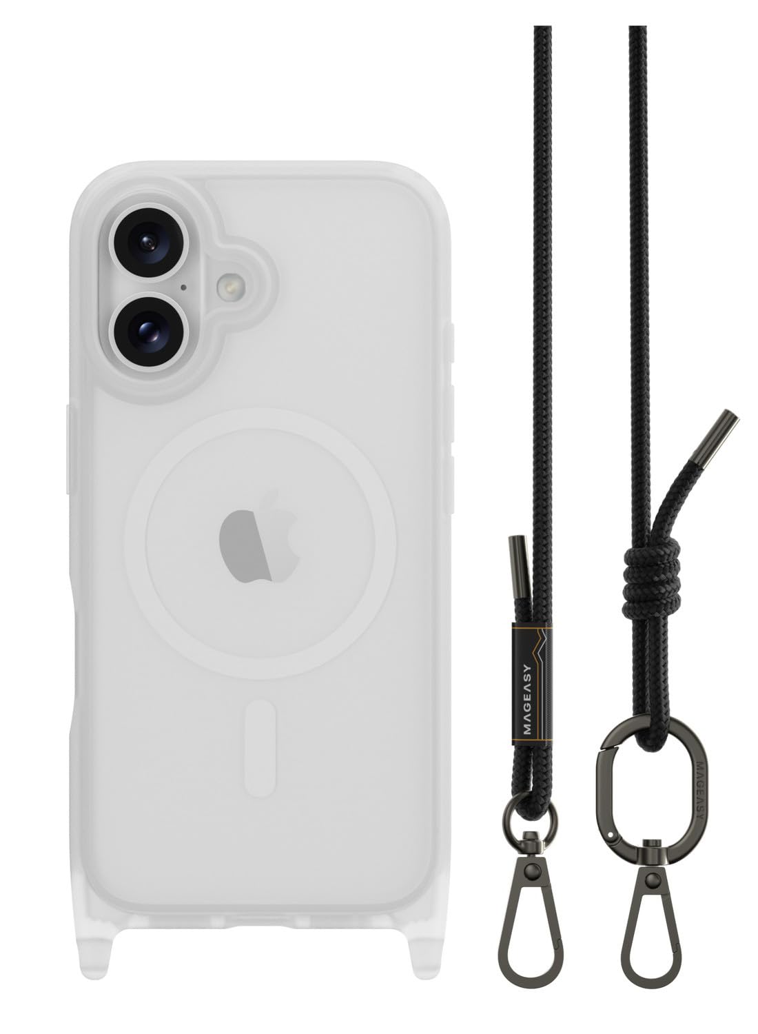 【MagEasy】 iPhone 16 対応 ケース ショルダー ストラップ 付き クリア MagSafe 対応 耐衝撃 MIL規格 マグセーフ スマホケース [ iPhone16 アイフォン 16