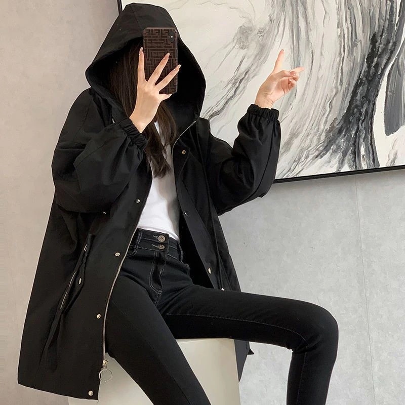 新作登場 トレンチコート スプリングコート トレンチジャケット レディース 春秋 オシャレ ベルト 帽付き ダスターコート 着痩せ 韓国風 通勤