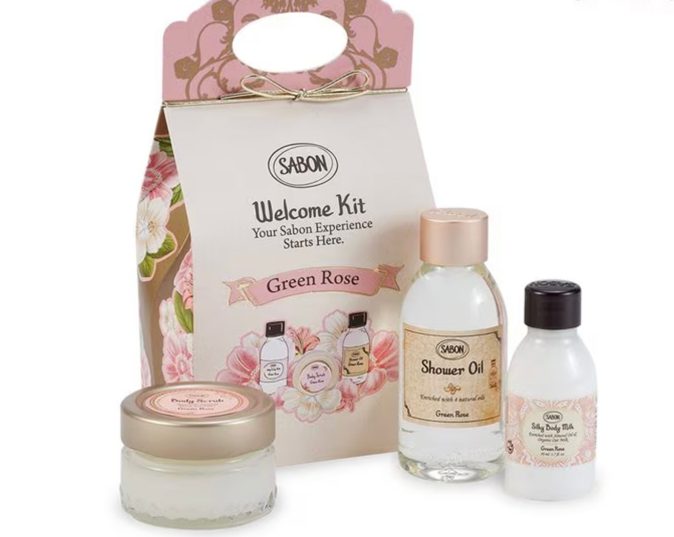 ウェルカムキット:グリーンローズ3製品 : シャワーオイル&ボディスクラブ&シルキーボディミルク