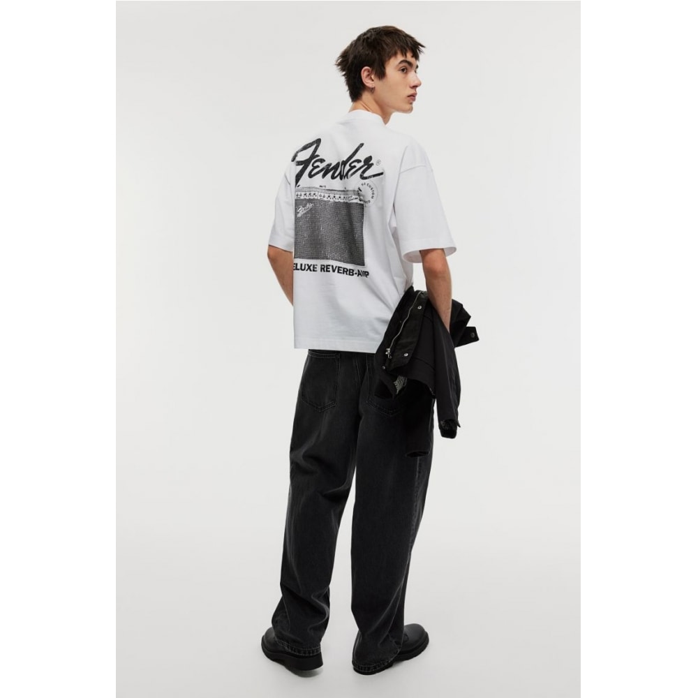 H&M オーバーサイズフィット T シャツホワイト/フェンダー