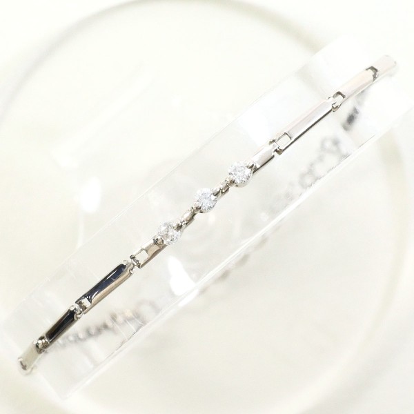K14 14金 WG ホワイトゴールド ブレスレット ダイヤ 約20cm ジュエリー 中古