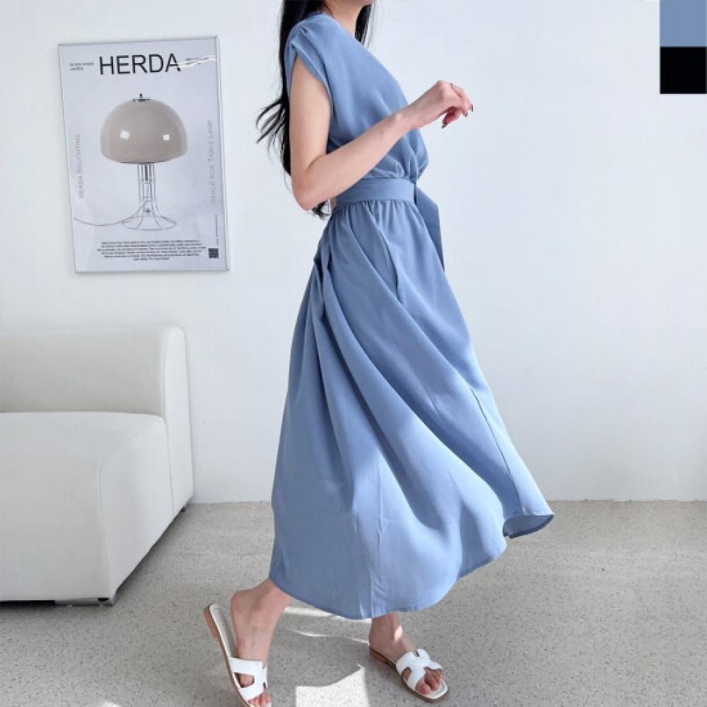ショップアン 女性 ベルトセット キャップ袖 フレア ロングドレス WDM-WDR-KQQZ3192