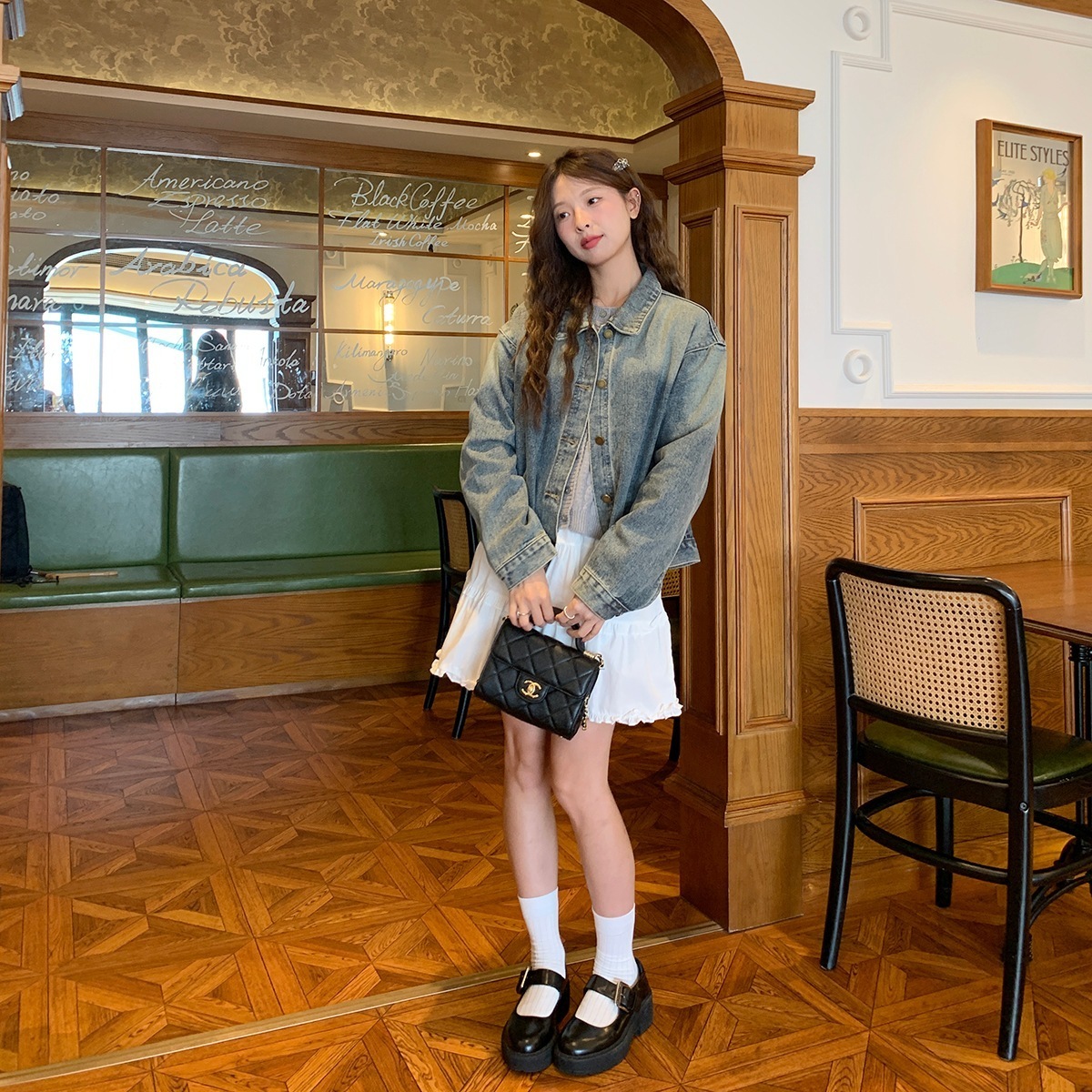 女性用レトロダメージデニムジャケット2024秋スタイル万能ゆったり着痩せトップス