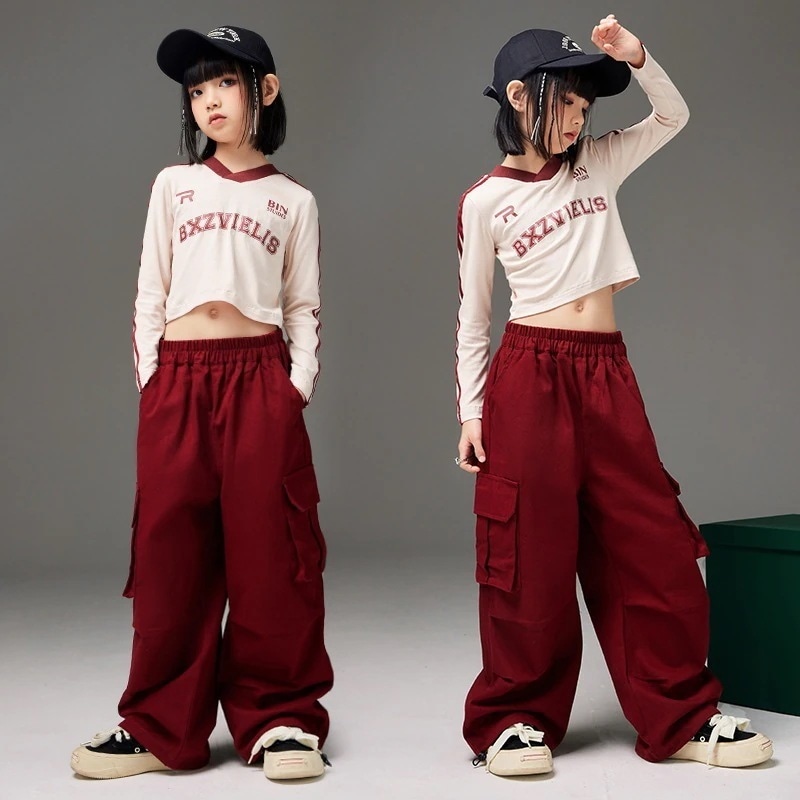 ガールズジャズダンス衣装子供用パフォーマンス服ジャズガールズキャットウォークパフォーマンス練習服クール子供ストリートダンスファッション服