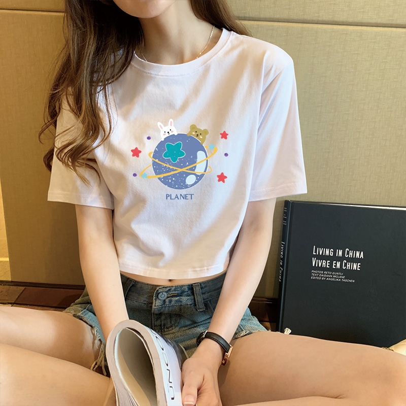 新しい白いtシャツの女性の21年夏のデザインセンスニッチ半袖ネットレッドインショートクロップトップハイウエスト Tシャツワンピ 福袋セール Vivalafocaccia Com