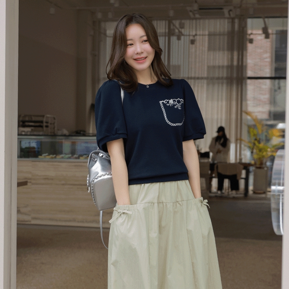 Click & Funny ランマンポケットエンブロイダリースウェットシャツ