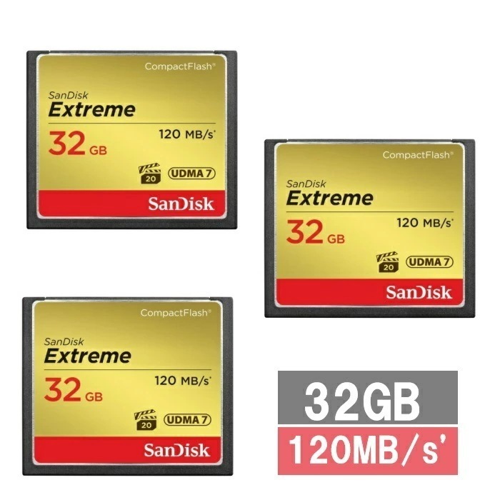 【3セット】 サンディスク CFカード コンパクトフラッシュカード SDCFXSB-032G-G46 Extreme 32GB UDMA7 Sandisk カメラ ビデオカメラ デジタル一眼レ