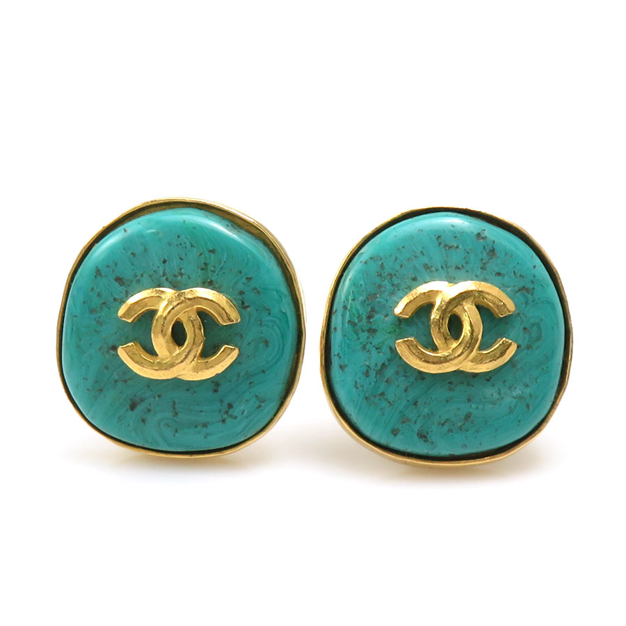 シャネル CHANEL イヤリング ココマーク メタル/ストーン ゴールド/ターコイズブルー レディース e60804i 44,720円