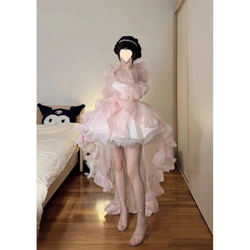 マーピンクドレススタイルテールドレスホットイブニングドレスチュチュスカートガールスカートワンピースドレスその他 ワンピースドレス