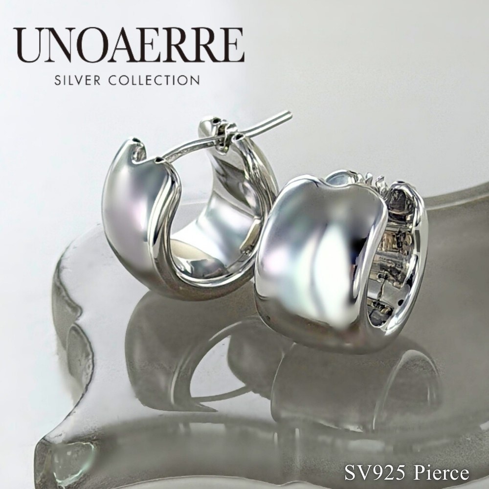 雑誌掲載 正規品 ショッパー付き UNOAERRE ウノアエレ ピアス かわいい シルバー925 フープ ボリューム レディース 誕生日 プレゼント SILVER COLLECTION ロジウムコーテ