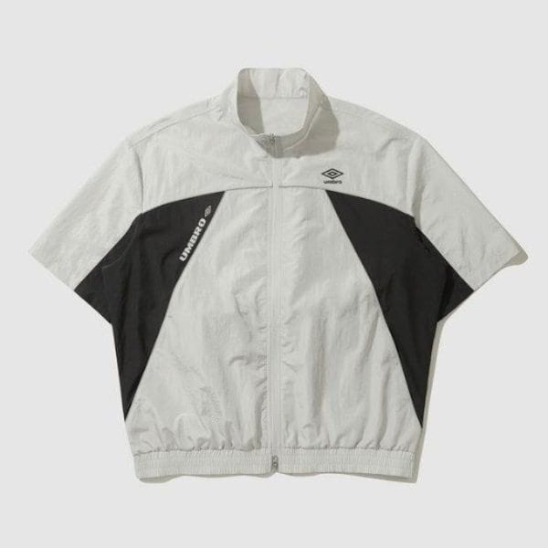 M ジャケット CQK UP321CJK82-WGR RAVE ナイロンメタル半袖ジップアップジャケット / ホワイトグレー