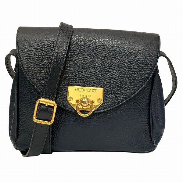 ニナ・リッチ 3ポケット ネイビー レザー バッグ ショルダーバッグ レディース 【中古】