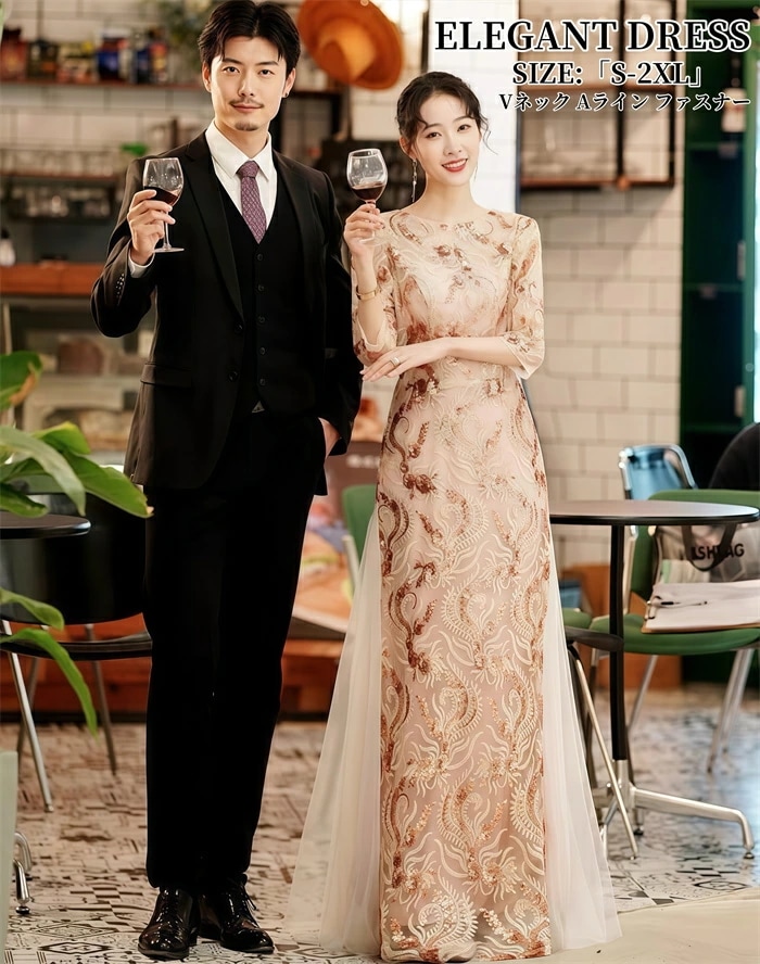 高品質保証パーティードレス 結婚式 ワンピース 舞台衣装 二次会 ウエディングドレス プリンセスドレス S-2XL ファスナー イブイングドレス 演奏会 発表会 ロングドレス 大きいサイズ おしゃれ