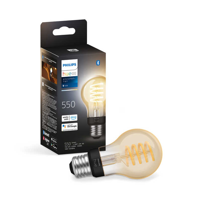 フィリップス　PHILIPS　Philips Hue フィラメント ホワイトグラデーション［E26 /一般電球形 /40W相当 /1個 /全方向タイプ］　PHFL60 4,997円