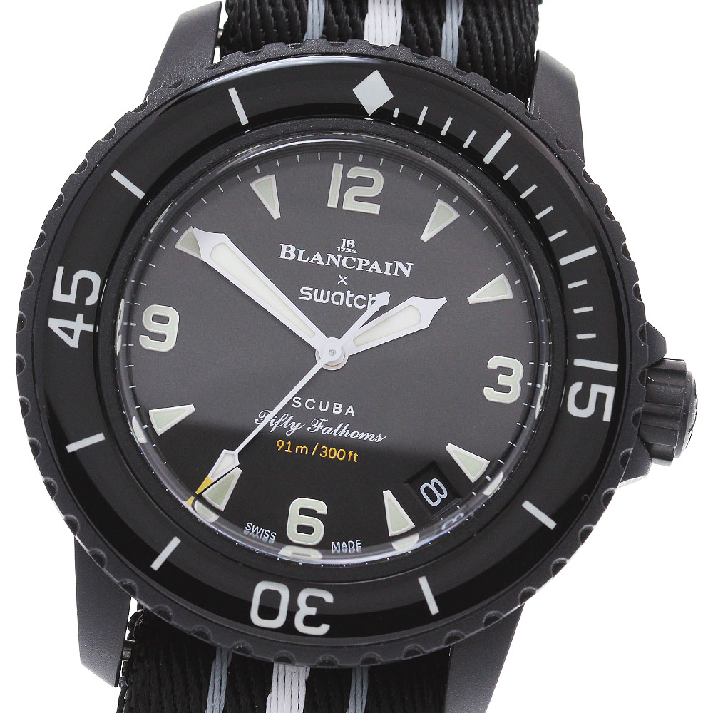 ブランパン Blancpain SO35B400 スウォッチ × ブランパン フィフティ ファゾムス オーシャン・オブ・ストーム 極美品 箱・保証書付_848952【中古】