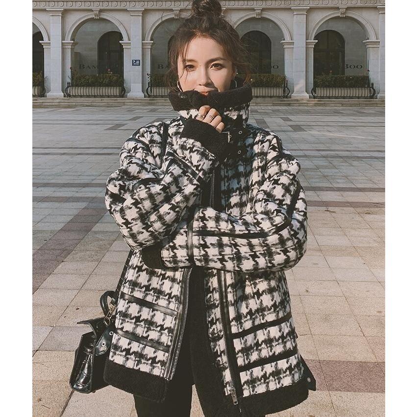 チェスターコート コート レディース 冬 千鳥柄コート 中綿コート 防寒 暖か 秋冬 裏ボア 裏起毛 ショートコート ゆったり 秋 冬 5,619円