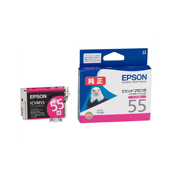 （まとめ） エプソン EPSON インクカートリッジ ビビッドマゼンタ ICVM55 1個 (×4セット)