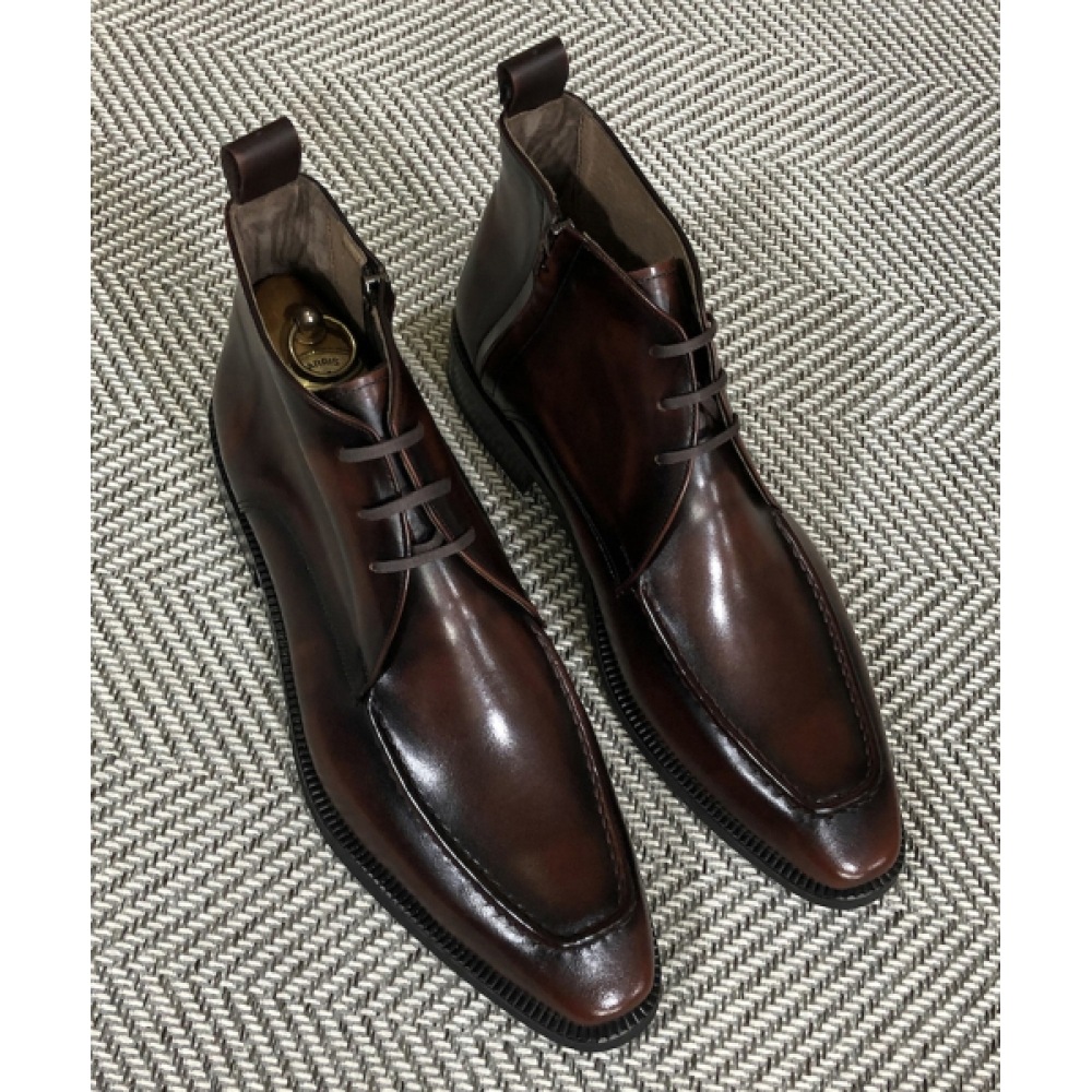 JOENSHOE ホルストサイドジップチュカブーツレッドブラウン