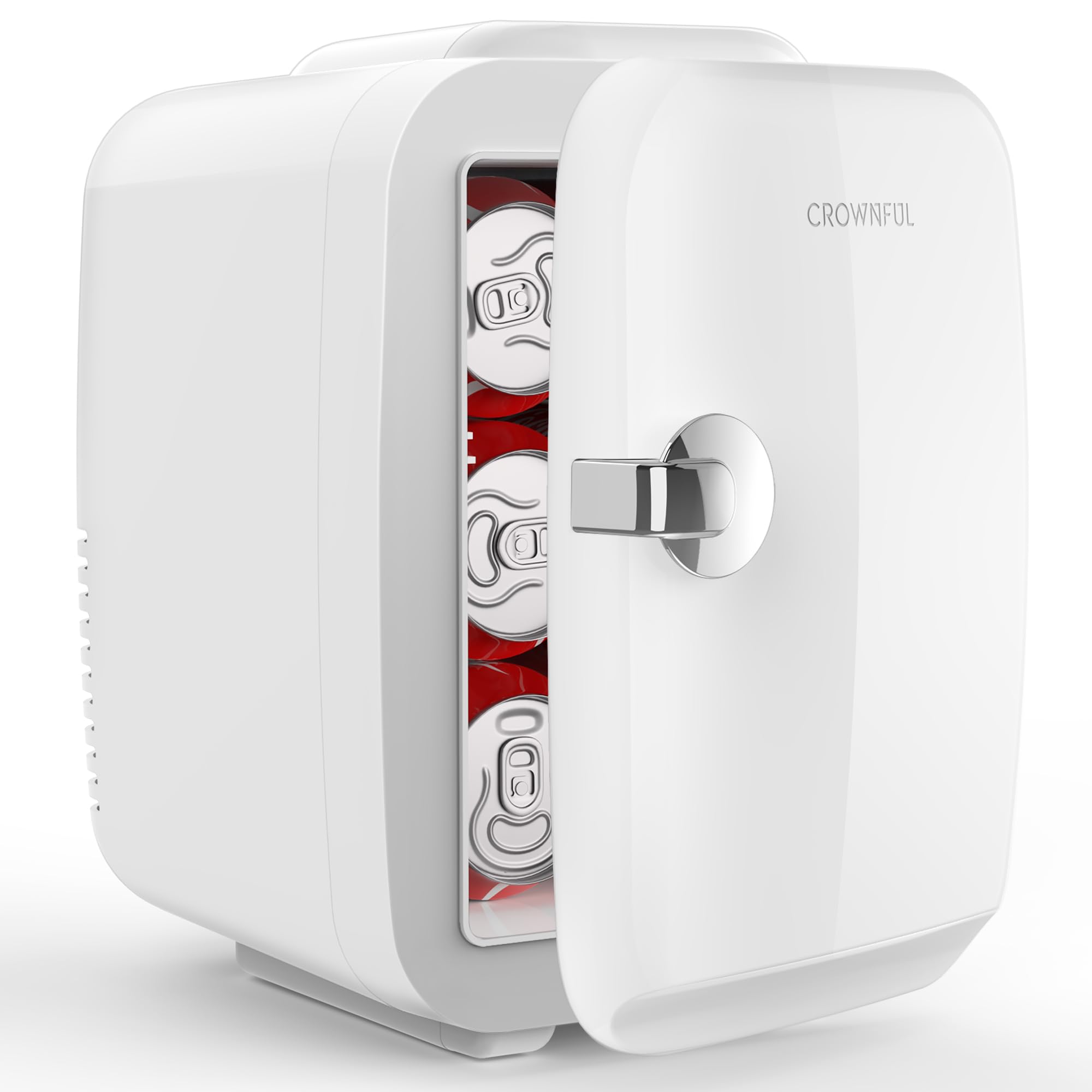 CROWNFUL 小型冷蔵庫 4L 冷温庫 【保冷・温蔵用&室内車載両用】 ミニ冷蔵庫 ポータブル 超軽量 持ち運び便利 一人暮らし ペルチェ式 静音 省エネ 車載冷蔵庫 AC・DC給電コード付属 寝