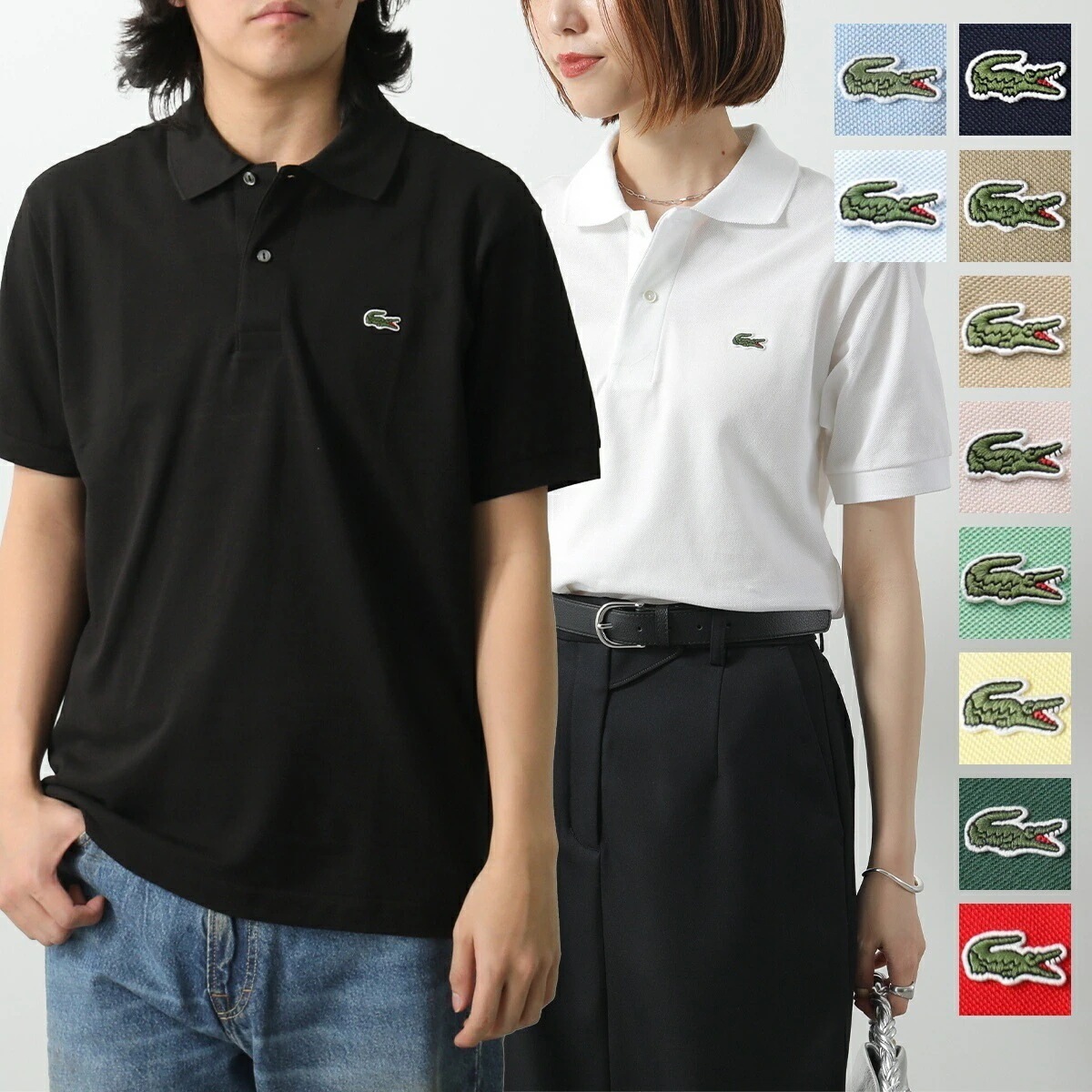 LACOSTE ラコステ ポロシャツ L1212 メンズ 半袖 鹿の子 アイコンパッチ コットン カラー12色