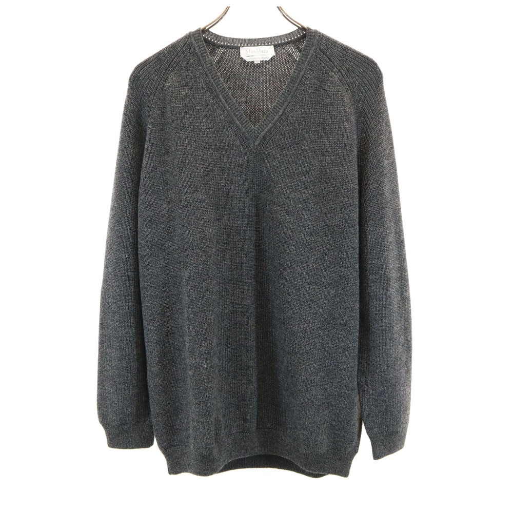 イタリア製 長袖 Vネック セーター L チャコールグレー ニット レディース 8,190円