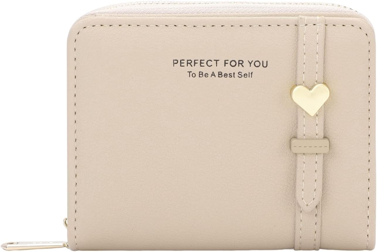 【20%OFFクーポン】ミニ財布 レディース 2つ折り 大容量 ファスナー ボタン 英字柄 ハート カード入れ 小銭入れ マチ付き 多機能 財布 軽い コンパクト PUレザー コインケース ウォレット