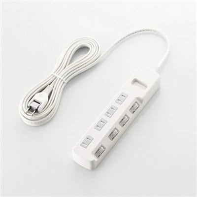 他サイト： エレコム　ELECOM　タップ ［5.0m /4個口 /スイッチ付き(個別)］ ホワイト　TK6A2450WHの商品画像