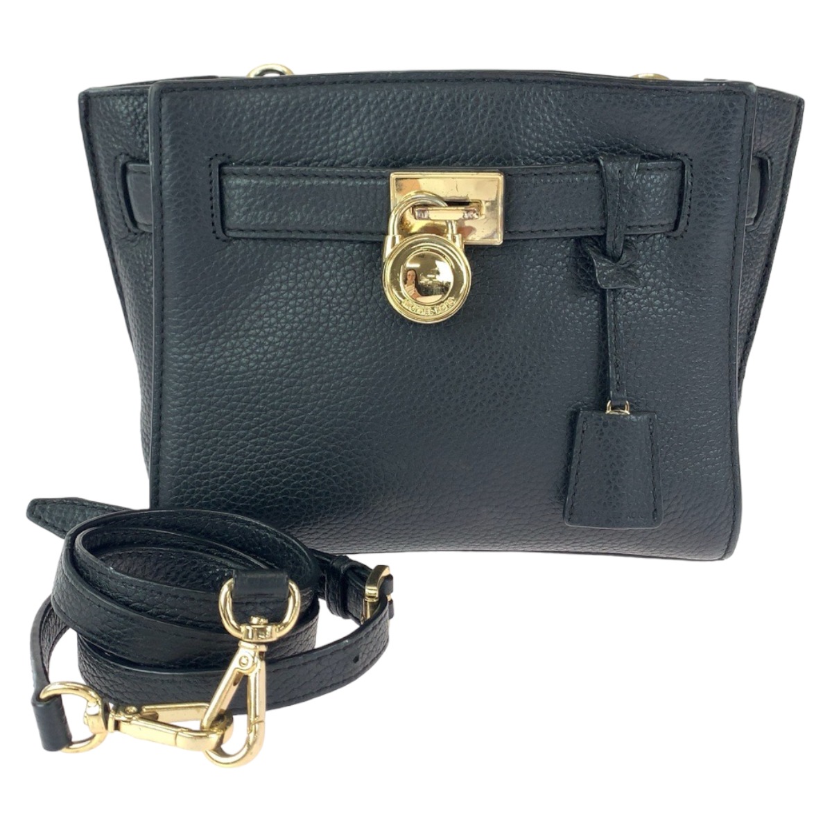 美品 ハミルトン トラベラー ブラック 黒 ゴールド金具 レザー ショルダーバッグ 斜め掛け可能 レディース 408355