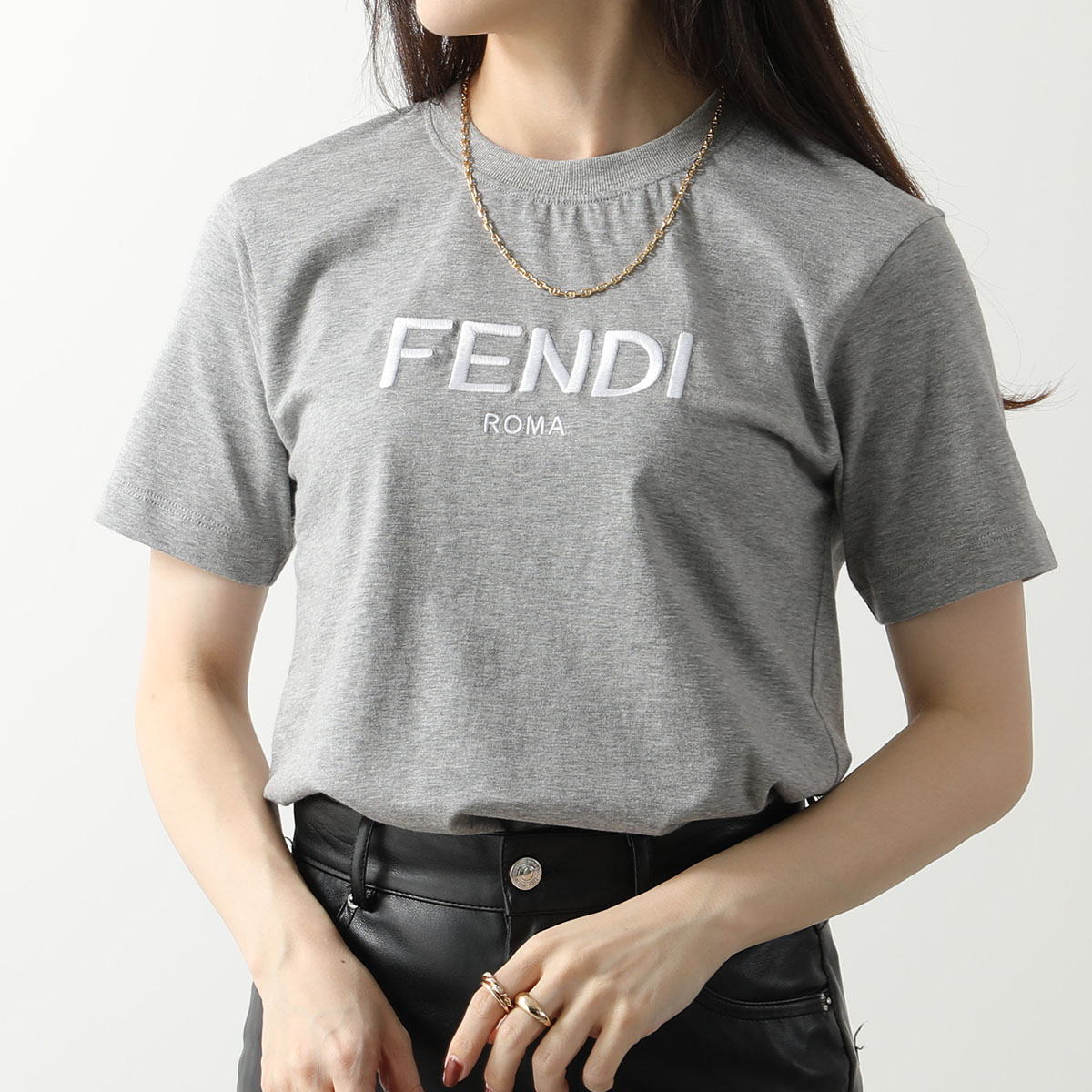 FENDI フェンディ 半袖Tシャツ FS7254 ALCA レディース ロゴ刺繍 コットン クルーネック カットソー F1IHH