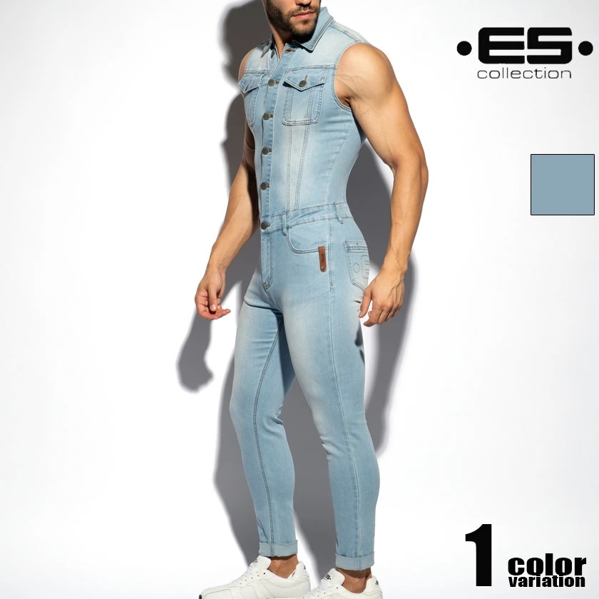 EScollection/イーエスコレクション URBAN DENIM JUMPSUIT PANTS ジャンプスーツ デニム 上下一体型 ロングパンツ オールインワン 袖なし ノースリーブ コン 18,045円