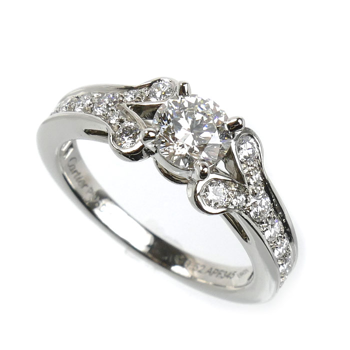 CARTIER カルティエ Pt950プラチナ バレリーナ ソリテール リング・指輪 N4196950 ダイヤモンド0.52ct 9.5号 50 5.4g レディース 中古