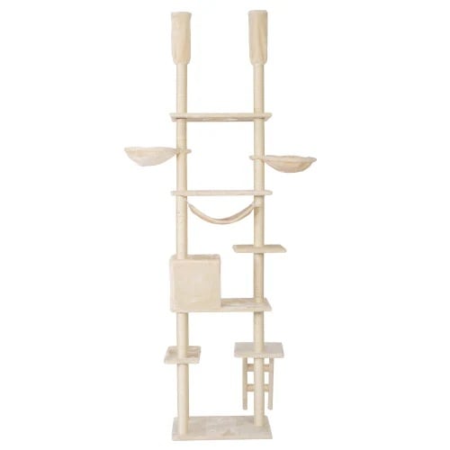 2枚で1oo円OFF！【国内即日発送】キャットタワー 突っ張り おしゃれ 全面麻紐 全高235-258cm 猫タワー