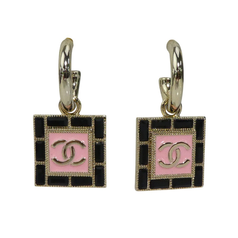 シャネル CHANEL ピアス ココマーク メタル/エナメル ゴールド/ブラック/ピンク レディース e60329a