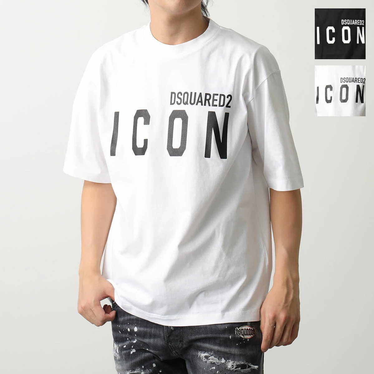 DSQUARED2 ディースクエアード Tシャツ BE ICON LOOSE FIT T S79GC0080 S23009 メンズ 半袖 コットン クルーネック オーバーサイズ ロゴT カラー2色