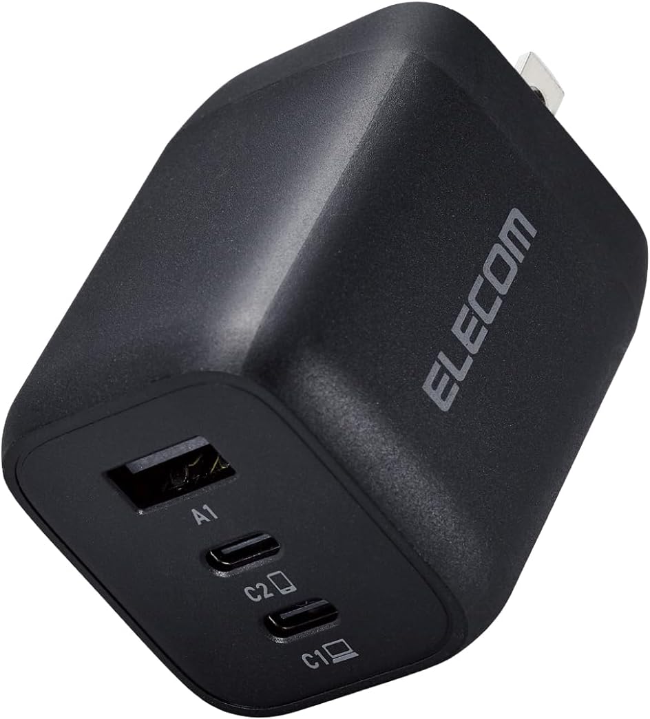 エレコム 充電器 65W USB PD対応 3ポート Type-C USB-A 【 iPhone 16 15 14 iPad Macbook Air ノートPC】 ブラック EC-AC4465BK