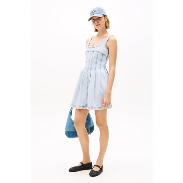 女性プリーツシムデニムドレス T32G1NOP16TWT1 TOMMY JEANS