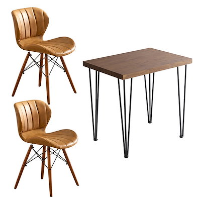 ダイニングチェア ダイニングテーブル 3点セット テーブル幅約75cm：シャビーオーク チェア×2脚：キャメル 組立品 リビング〔代引不可〕送料込み ダイニングチェア ダイニングテーブル 3点セット テーブル幅約75cm