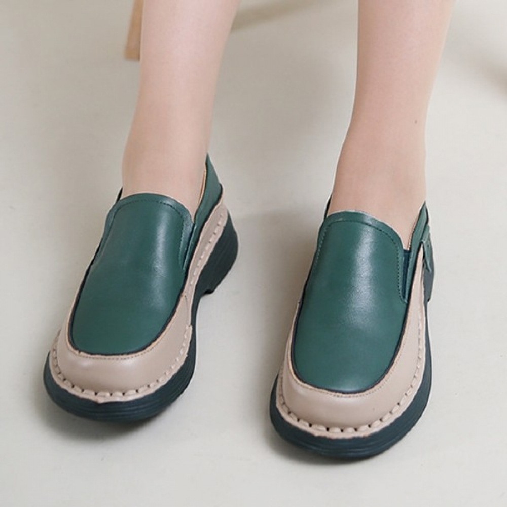 (ニナスパリ) ステッチラインツートンレザーローファー