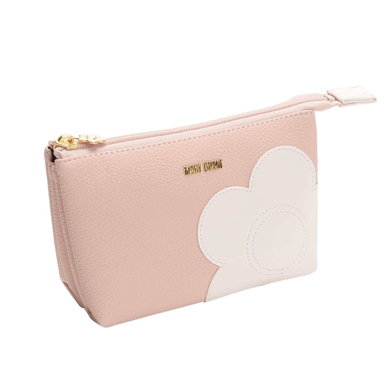 MARY QUANT(マリークヮント) シュリンクデイジーパッチ 3ポケットポーチ H11.5×W17.5×D6.5cm ピンク